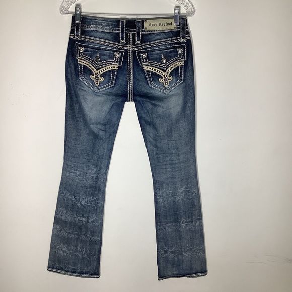 Rock Revival Womens Donna Boot Denim Jeans Blue Size 25 - Picture 3 of 12